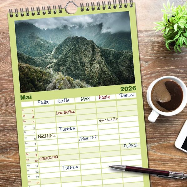Produktbild: Familienplaner 2026 - Madeira - Paradies im Atlantik mit 5 Spalten (Wandkalender, 21 x 45 cm) CALVENDO