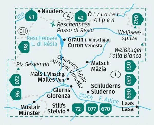 Produktbild: KOMPASS Wanderkarte 041 Obervinschgau / Alta Val Venosta 1:25.000