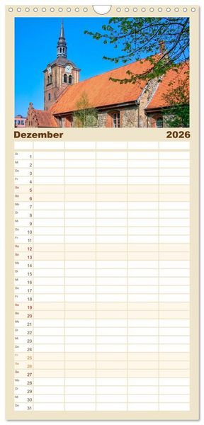 Produktbild: Familienplaner 2026 - Bezauberndes Flensburg mit 5 Spalten (Wandkalender, 21 x 45 cm) CALVENDO
