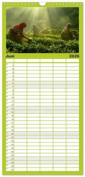Produktbild: Familienplaner 2026 - Teezeit Tr&auml;ume mit 5 Spalten (Wandkalender, 21 x 45 cm) CALVENDO