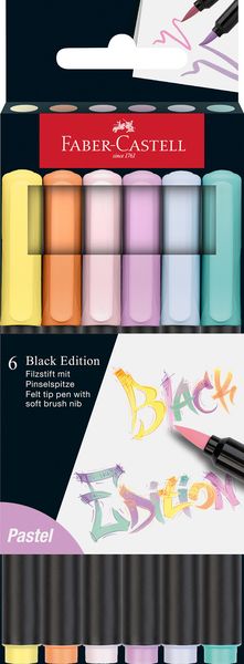 Produktbild: FABER-CASTELL Brush Pen Black Edition Pastel, 6 Farben