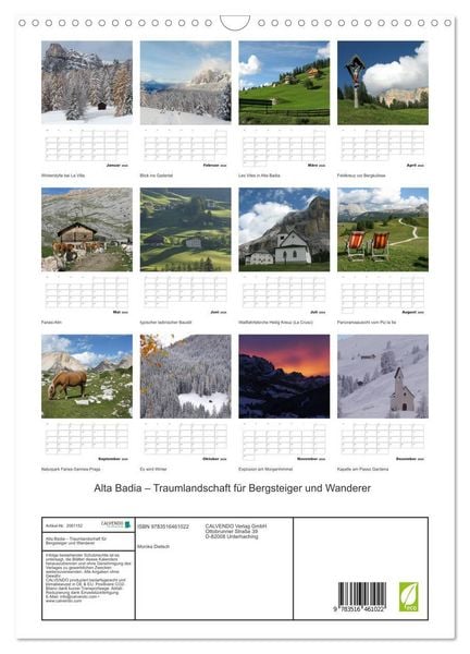 Produktbild: Alta Badia &ndash; Traumlandschaft f&uuml;r Bergsteiger und Wanderer (Wandkalender 2026 DIN A3 hoch), CALVENDO Monatskalender
