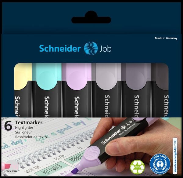 Produktbild: Schneider Textmarker Job Pastell grau, Karton-Etui, 6er Set