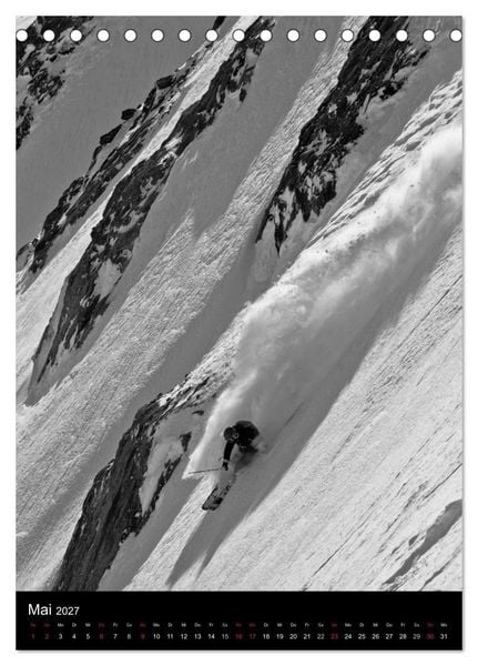 Produktbild: Monochrome Ski (Tischkalender 2027 DIN A5 hoch), CALVENDO Monatskalender