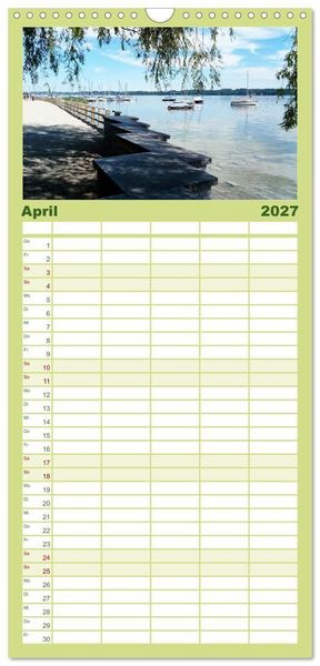 Produktbild: Familienplaner 2027 - Hier f&uuml;hle ich mich zuhause - Landsberg am Lech und Ammersee mit 5 Spalten (Wandkalender, 21 x 45 cm) CALVENDO