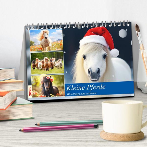 Produktbild: Kleine Pferde. Mini-Ponys zum verlieben (Tischkalender 2026 DIN A5 quer), CALVENDO Monatskalender