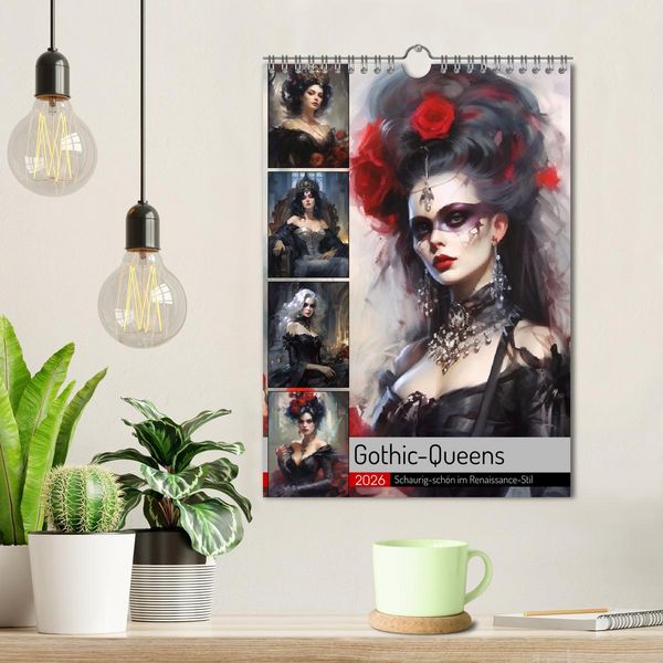 Produktbild: Gothic-Queens. Schaurig-sch&ouml;n im Renaissance-Stil (Wandkalender 2026 DIN A4 hoch), CALVENDO Monatskalender