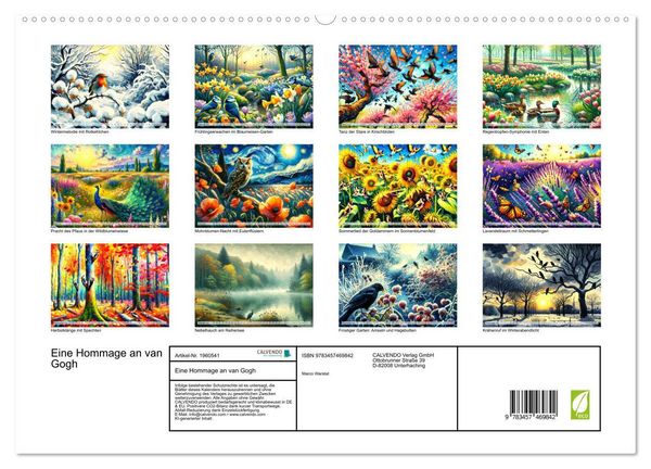 Produktbild: Eine Hommage an van Gogh (hochwertiger Premium Wandkalender 2026 DIN A2 quer), Kunstdruck in Hochglanz