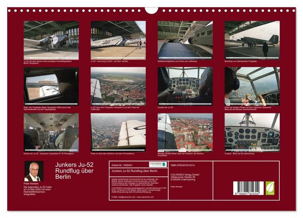Produktbild: Junkers Ju-52 Rundflug &uuml;ber Berlin (Wandkalender 2026 DIN A3 quer), CALVENDO Monatskalender