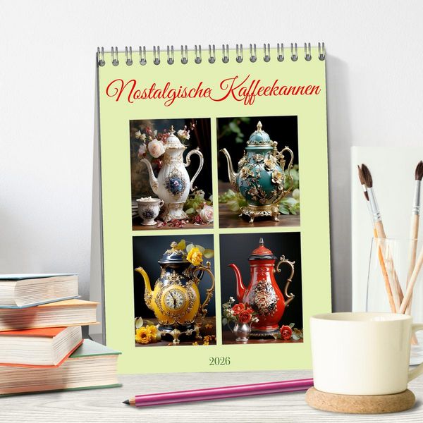 Produktbild: Nostalgische Kaffeekannen (Tischkalender 2026 DIN A5 hoch), CALVENDO Monatskalender