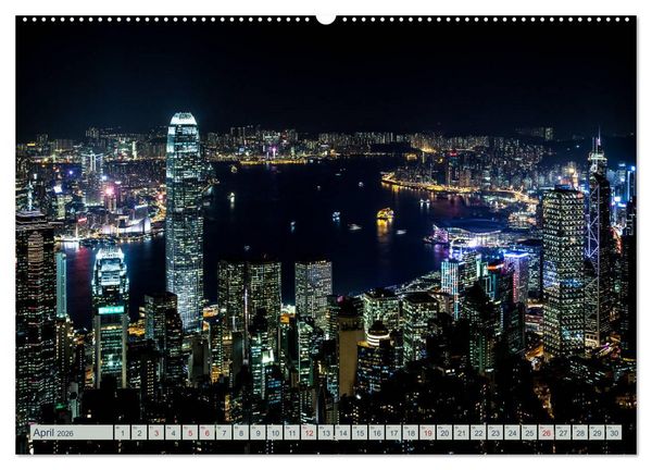 Produktbild: HONGKONG Skyline und Stadtleben (hochwertiger Premium Wandkalender 2026 DIN A2 quer), Kunstdruck in Hochglanz