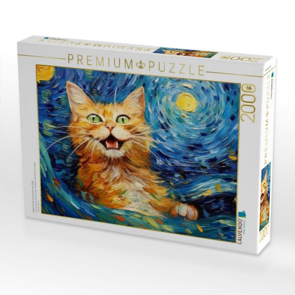 Produktbild: CALVENDO Puzzle Katze Im Stil von Vincent van Gogh | 2000 Teile Lege-Gr&ouml;&szlig;e 90x67cm Foto-Puzzle f&uuml;r gl&uuml;ckliche Stunden