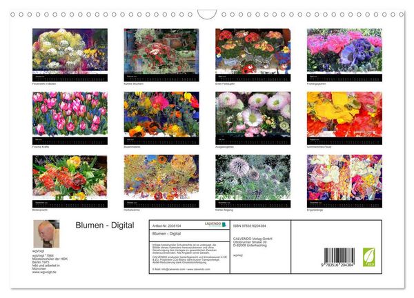 Produktbild: Blumen - Digital (Wandkalender 2026 DIN A3 quer), CALVENDO Monatskalender