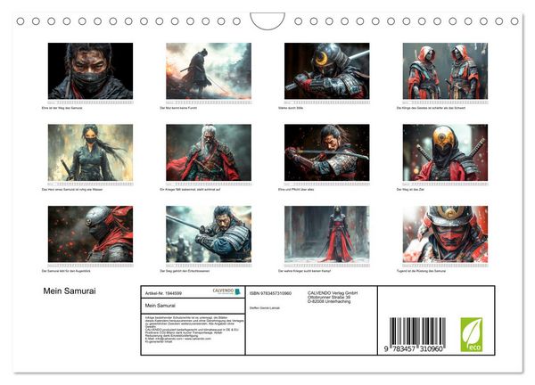 Produktbild: Mein Samurai (Wandkalender 2026 DIN A4 quer), CALVENDO Monatskalender