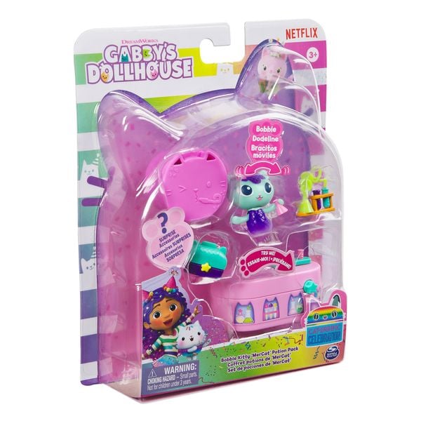 Produktbild: Gabby’s Dollhouse, Bobble Kitty Möbel Pack von Meerkätzchen, Katzen-Figur mit Puppenhausmöbeln und Zubehörteilen