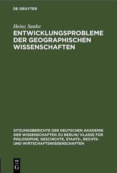 Produktbild: Entwicklungsprobleme der geographischen Wissenschaften