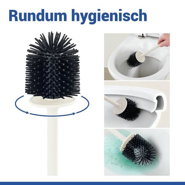 Produktbild: WC-Garnitur Mod. Fablo Creme, aus hochwertiger Keramik, mit Silikon-B&uuml;rstenkopf