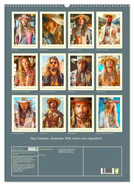 Produktbild: Gay Cowboys. Queerdos. Wild, sch&ouml;n und ungez&auml;hmt (Wandkalender 2026 DIN A2 hoch), CALVENDO Monatskalender