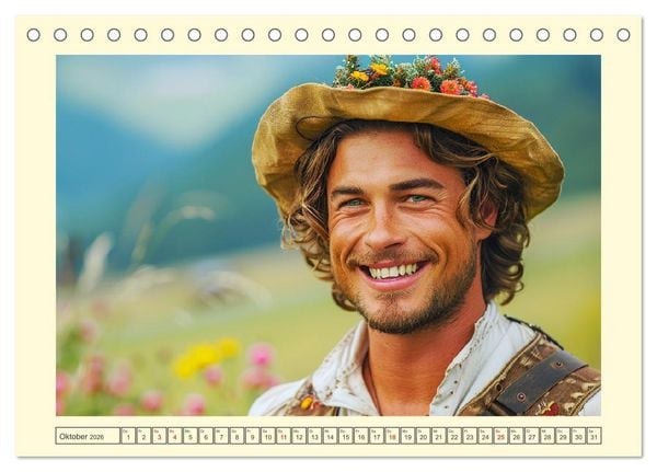 Produktbild: Leben auf der Alm. Junge M&auml;nner im Einklang mit der Natur (Tischkalender 2026 DIN A5 quer), CALVENDO Monatskalender