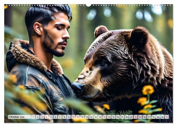 Produktbild: Naturburschen im Wald - Muskeln, Tattoos und Waldbewohner (Wandkalender 2026 DIN A2 quer), CALVENDO Monatskalender