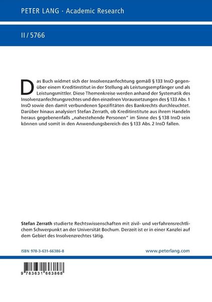Produktbild: Die vors&auml;tzliche Benachteiligung gem&auml;&szlig; &sect; 133 InsO gegen&uuml;ber einem Kreditinstitut als Anfechtungsgegner