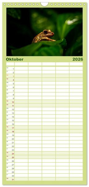 Produktbild: Familienplaner 2026 - Reptilien & Amphibien Portraits mit 5 Spalten (Wandkalender, 21 x 45 cm) CALVENDO