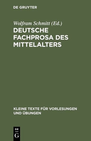 Produktbild: Deutsche Fachprosa des Mittelalters
