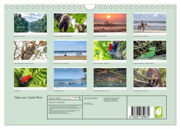 Produktbild: Natur pur, Costa Rica (Wandkalender 2026 DIN A4 quer), CALVENDO Monatskalender