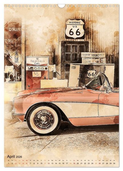 Produktbild: Route 66 - 2451 Meilen (Wandkalender 2026 DIN A3 hoch), CALVENDO Monatskalender