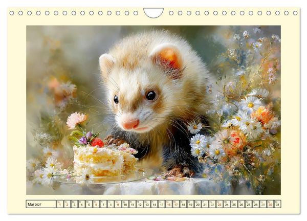Produktbild: Frettchen. Kleine Wusel im Cottage-Garten (Wandkalender 2027 DIN A4 quer), CALVENDO Monatskalender