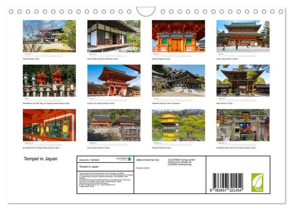 Produktbild: Tempel in Japan (Wandkalender 2026 DIN A4 quer), CALVENDO Monatskalender