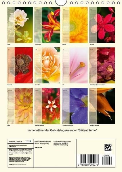 Produktbild: Immerw&auml;hrender Geburtstagskalender - Bl&uuml;tentr&auml;ume (Wandkalender immerw&auml;hrend DIN A4 hoch)