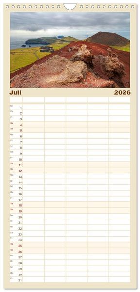 Produktbild: Familienplaner 2026 - Island - Land zwischen Feuer und Eis mit 5 Spalten (Wandkalender, 21 x 45 cm) CALVENDO
