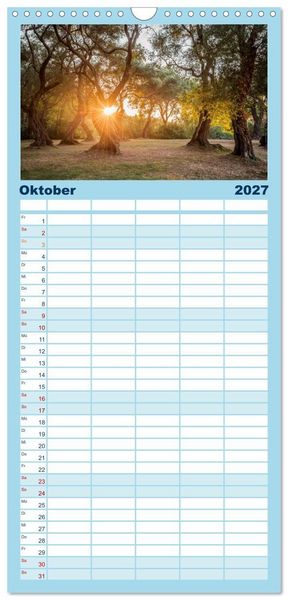 Produktbild: Familienplaner 2027 - Korfu - Gr&uuml;ne Insel im Ionischen Meer mit 5 Spalten (Wandkalender, 21 x 45 cm) CALVENDO