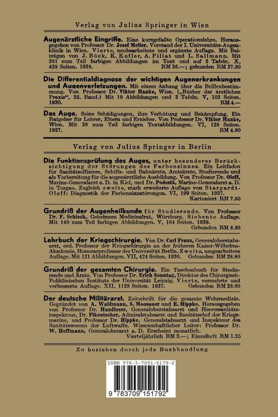 Produktbild: Kurze Kriegsaugenheilkunde