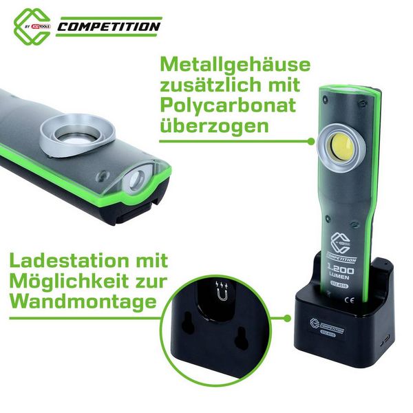 Produktbild: KS Tools 512.4510 COMPETITION LED-Arbeitsleuchte, dimmbar, 1200 Lumen, mit Ladestation 2021 Energieeffizienzklasse n.rel