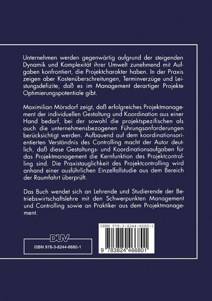 Produktbild: Konzeption und Aufgaben des Projektcontrolling
