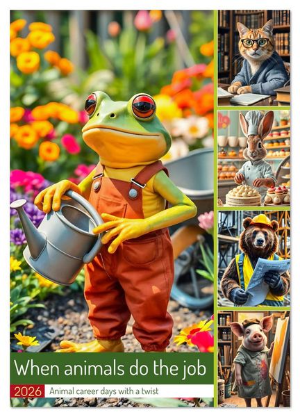 Produktbild: When animals do the job - Animal career days with a twist (Wall Calendar 2026 DIN A2 portrait), CALVENDO 12 Month Wall Calendar