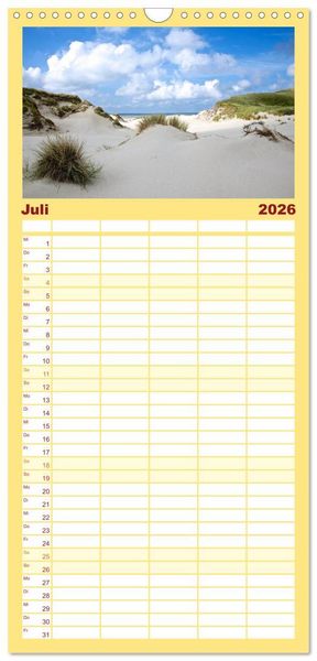 Produktbild: Familienplaner 2026 - Amrum, die Perle in der Nordsee mit 5 Spalten (Wandkalender, 21 x 45 cm) CALVENDO