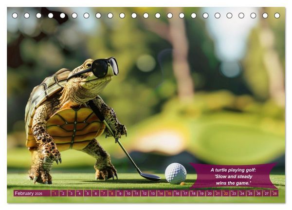 Produktbild: Funny charming animals as golf players (Desk Calendar 2026 DIN A5 landscape), CALVENDO 12 Month DeskCalendar