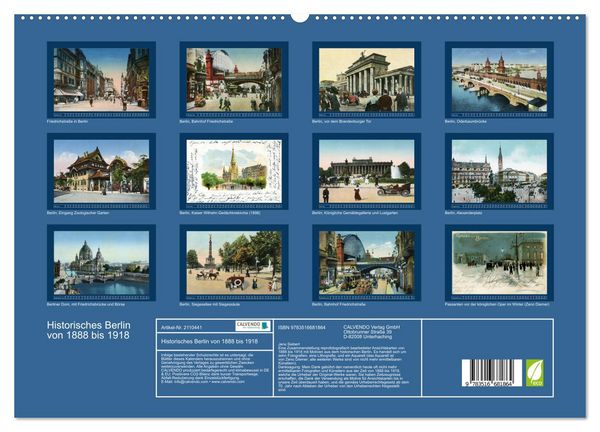 Produktbild: Historisches Berlin von 1888 bis 1918 (hochwertiger Premium Wandkalender 2026 DIN A2 quer), Kunstdruck in Hochglanz