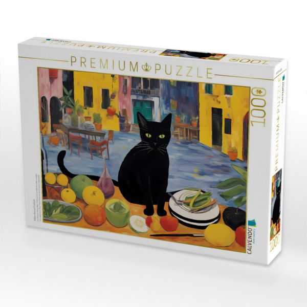 Produktbild: CALVENDO Puzzle Katze sitzt auf Esstisch | 1000 Teile Lege-Gr&ouml;&szlig;e 64x48cm Foto-Puzzle f&uuml;r gl&uuml;ckliche Stunden