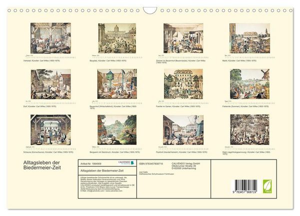 Produktbild: Alltagsleben der Biedermeier-Zeit (Wandkalender 2026 DIN A3 quer), CALVENDO Monatskalender