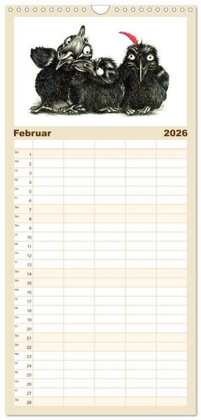 Produktbild: Familienplaner 2026 - owls & friends 2026 mit 5 Spalten (Wandkalender, 21 x 45 cm) CALVENDO