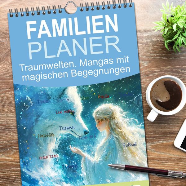Produktbild: Familienplaner 2026 - Traumwelten. Mangas mit magischen Begegnungen mit 5 Spalten (Wandkalender, 21 x 45 cm) CALVENDO