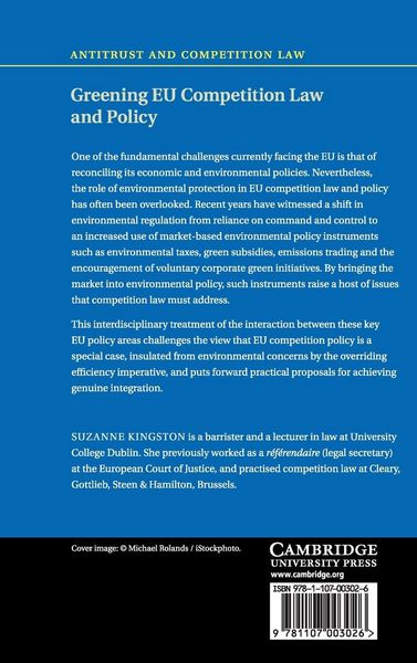 Produktbild: Greening EU Competition Law and Policy