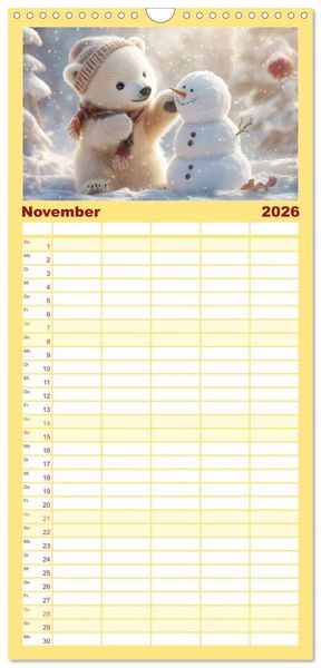 Produktbild: Familienplaner 2026 - Kleiner Eisb&auml;r und die gro&szlig;e Welt mit 5 Spalten (Wandkalender, 21 x 45 cm) CALVENDO