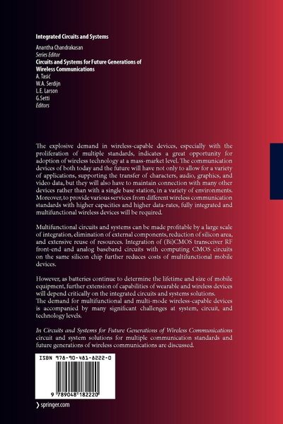 Produktbild: Circuits and Systems for Future Generations of Wireless Communications