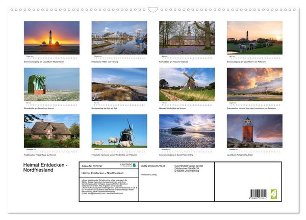 Produktbild: Heimat Entdecken - Nordfriesland (Wandkalender 2026 DIN A2 quer), CALVENDO Monatskalender