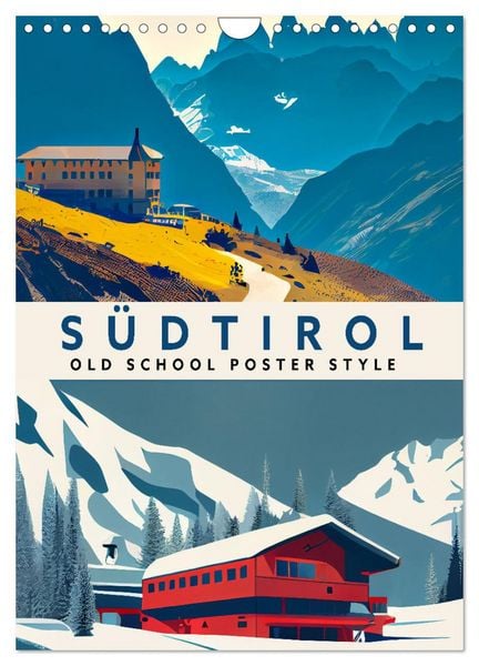 Produktbild: S&uuml;dtirol - Old School Poster Style (Wandkalender 2026 DIN A4 hoch), CALVENDO Monatskalender